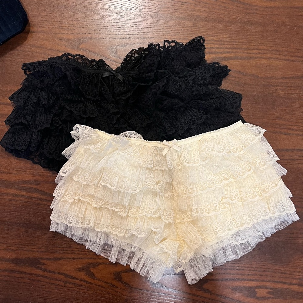 Jaded London Black and White Lace Shorts